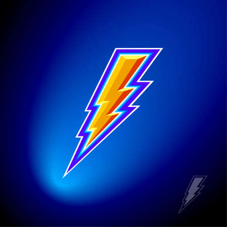 Electric energy logo. Flash Lightning bolt with contours. Lightning icon. Web, game icon.のイラスト素材