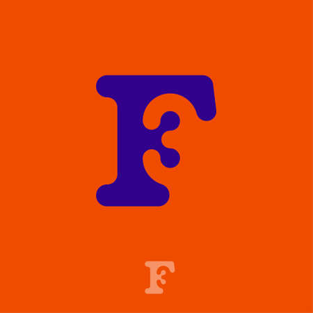 Number 3 and F letters monogram. Abstract logo isolated on an orange background. Monochrome option.のイラスト素材