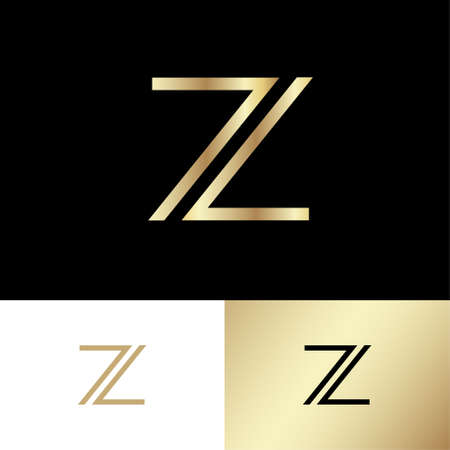 Z letter. Z monogram consists of gold lines, isolated on a different backgrounds. Web, UI icon.のイラスト素材