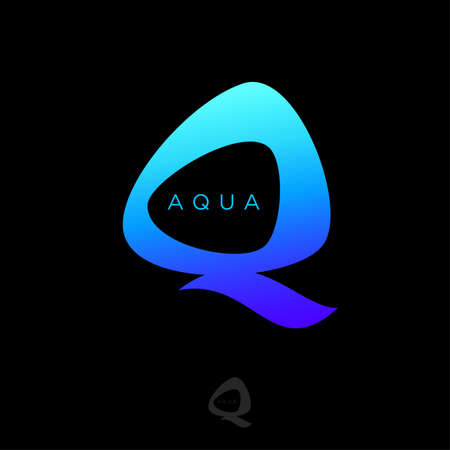 Illustration pour Aqua logo. Q monogram consists of rounded elements like a water drops. Logo into Q monogram. Logo can be used for web, spa, clothes of water sport, diving, sport club. - image libre de droit