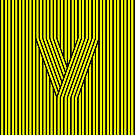V logo. V monogram consists of contrast stripes. Optical illusion. Network, web, UI icon.のイラスト素材