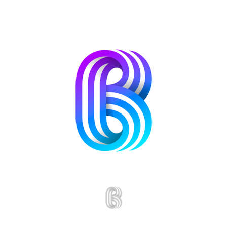 B letter consists of three strips. B Monogram from ribbons or paper strips, isolated on a white background. Logo can be used for web, digital, business or sports.のイラスト素材