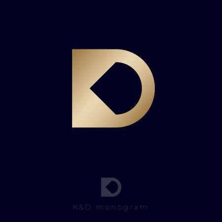 K and D gold monogram. Letter D, K. This logo can be used for business, production, web and digital.のイラスト素材
