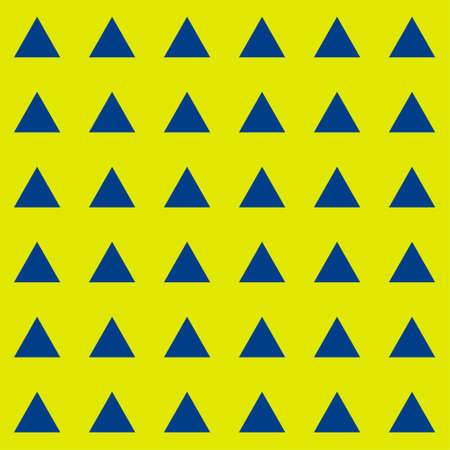 Geometric texture, seamless pattern. Blue triangles on yellow background. Pattern for wrapping paper. Fabric or textile pattern.のイラスト素材
