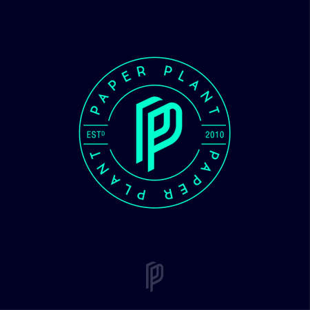 P and P monogram. Logo for Paper Plant. Double P letters into circle with letters. This logo can be used for business, production, factory or web and digital.のイラスト素材