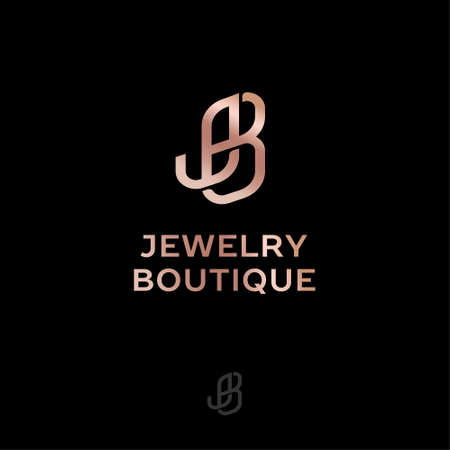 J and B Interlocking letters. Luxury logo. Original gold monogram. Logo can be used for business, jewelry shop, clothes, Luxury goods.のイラスト素材