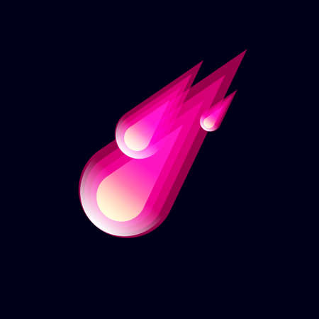 Comets logo. Meteors icon. Logo consist of some gradient shapes isolated, on black background.のイラスト素材