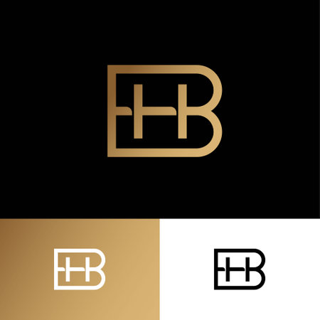 B and H monogram. B, H logo premium letters consist of gold thin elements, isolated on a different backgrounds.のイラスト素材