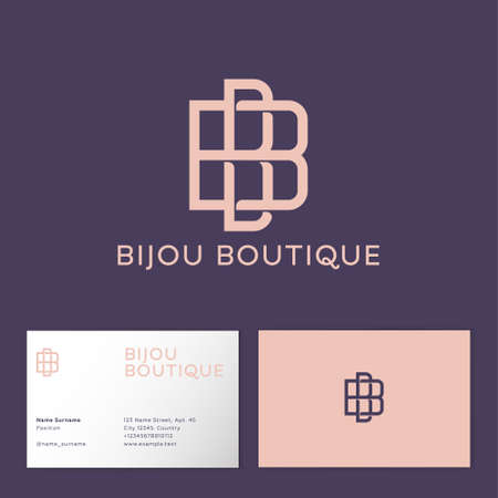 Bijou Boutique logo. Double B monogram for jewelry shop. Premium monogram consists of intertwined letters. Business card. Identity.のイラスト素材
