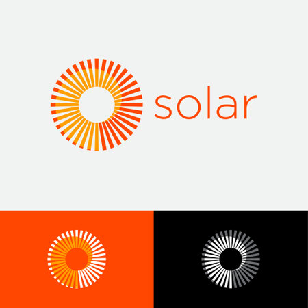 Solar logo. Sunrays with vortex, on different backgrounds. Identity. Loading icon. logo can use for business, network or web.のイラスト素材
