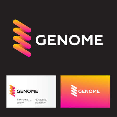 Genetics logo. DNA spiral logo as spiral on a dark background. Business card.のイラスト素材