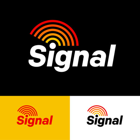 Signal logo. Letters and emitting wave like rainbow Wireless technology, Internet emblem, sound propagation. Web, UI icon.のイラスト素材