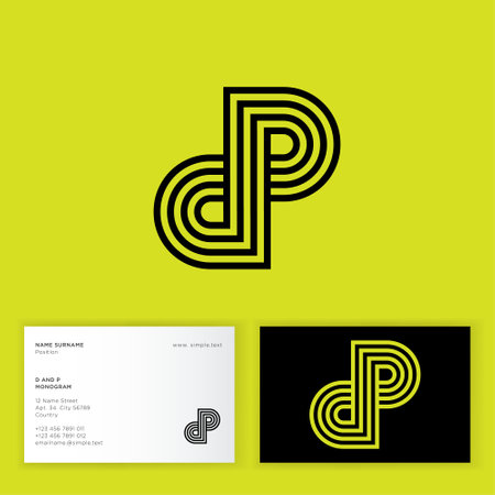 D and P letter. D, P monogram consists of some lines, isolated on different backgrounds. Identity. Business card.のイラスト素材
