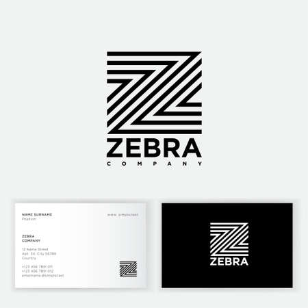 Z letter. Zebra logo. Logo consist of some lines. Z monogram can used for business, clothes, online shop, zoo, pet-shop. Business card.のイラスト素材
