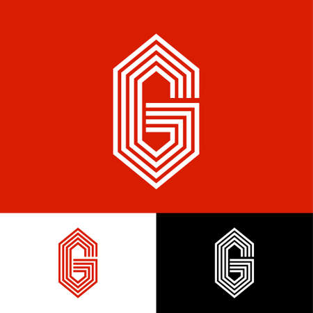 G letter. Logo consist of some lines. G monogram, isolated on a different backgrounds.のイラスト素材
