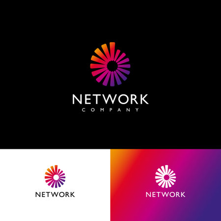 Network logo. Loading colored element logo. Colorful shapes loading icon. Identity.のイラスト素材