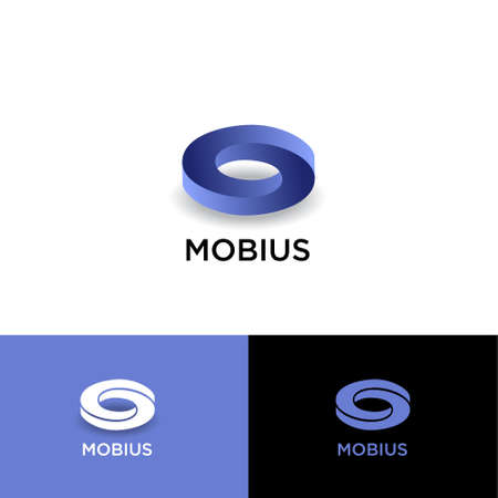 Mobius ribbon logo. Impossible geometric shape. Emblem for business, internet, online shop.