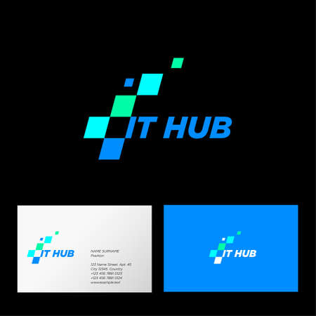 IT hub logo. Web interface icon. Identity. Business card.のイラスト素材