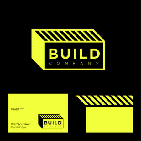 Build logo. Brick, module with letters. Business card. Geometry emblem for business, career, construction or building company.のイラスト素材