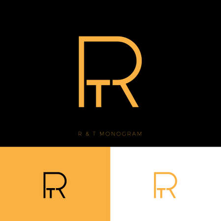 R and T monogram.  Linear monogram on a different backgrounds. Abstract emblem.のイラスト素材
