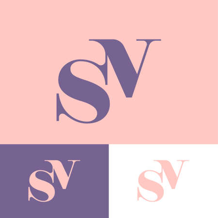 S and V Monogram. S and V letters, Combined on a Different Backgrounds. Premium Emblem for Beauty Brand, Jewelry, Clothes, Lingerie or Spa.のイラスト素材
