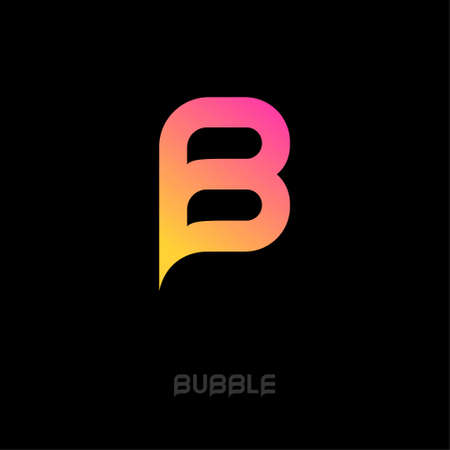Letter B. B monogram like bubble symbol. Communication icon, isolated on a dark background.のイラスト素材