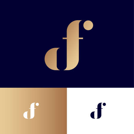 D, F logo. D and F monogram. Original gold symbol on different backgrounds. Web, ui icon.のイラスト素材
