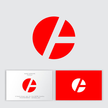 Red A letter on a circle. A monogram. Premium business emblem. Business card.のイラスト素材