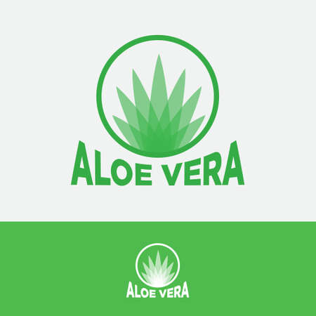 Aloe Vera logo. Transparent leaves on a circle. Medicine plants. Decorative composition.のイラスト素材
