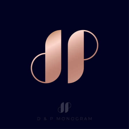 DP monogram. D and P letters logo. Gold monogram isolated, on dark background.のイラスト素材