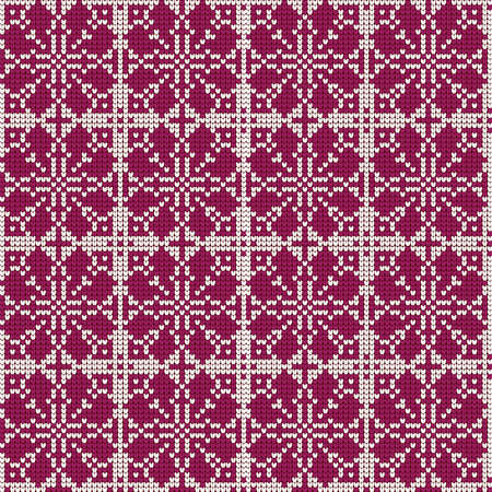 Christmas Sweater Design. Pattern needlework scheme. Knitted red and white pattern. Norwegian pattern. Scandinavian stars or snowflakes.のイラスト素材