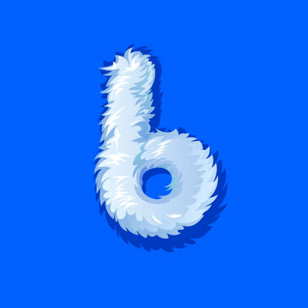 Fluffy B logo. White fur letter B. Funny, baby icon. Cartoon symbol for kids or stuff for pets.のイラスト素材