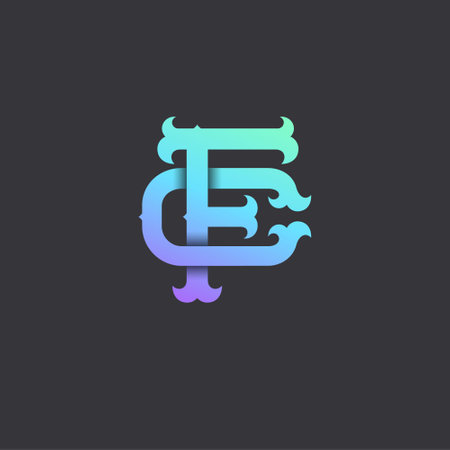 Beautiful letters C and F. Interlaced letters initials.のイラスト素材