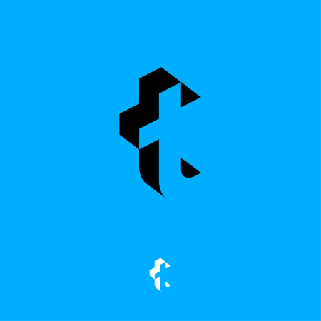 T Letter. T monogram. An invisible letter with shadow. Optical illusion. Logo or icon design. Web, digital, sport, network, communication icon. Technology logo.のイラスト素材