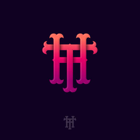 T and H monogram. T and H crossed letters, intertwined letters initials.のイラスト素材