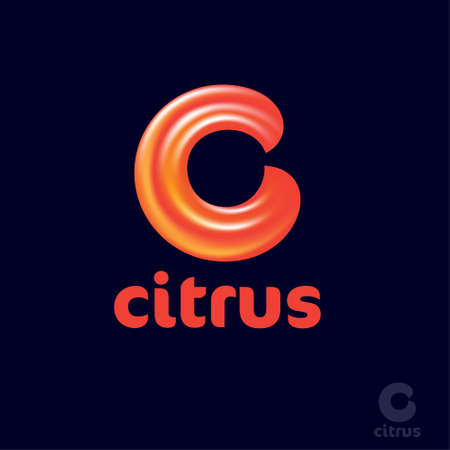 Citrus sign. Vitamin C icon. Letter C curled element. Monogram for business, internet, online shop, label or packaging.のイラスト素材