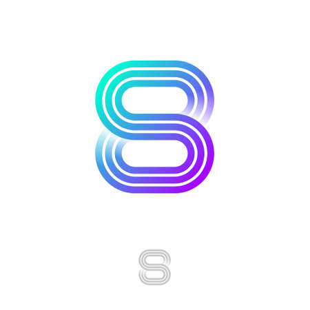 S or 8 logo consists of some lines. Illusory emblem, number 8 like letter S. Icon for business,...