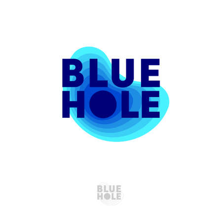Blue Hole emblem. Diving logo. Diving, free diving dive gear emblem. Emblem for business, sport, internet, online shop, label or packaging.のイラスト素材