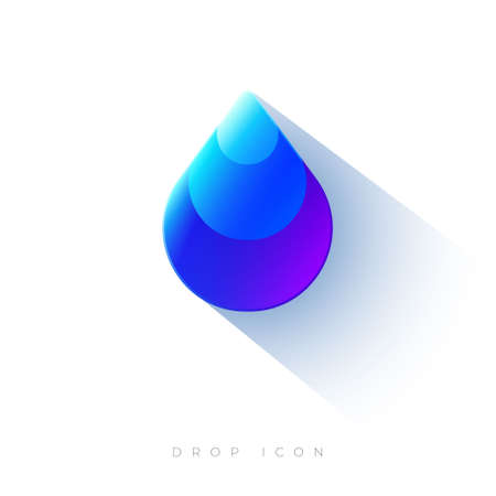 Drop icon. Water drop emblem. Clear water and clean environment symbol. Water emblem for label, packaging and clear water.のイラスト素材
