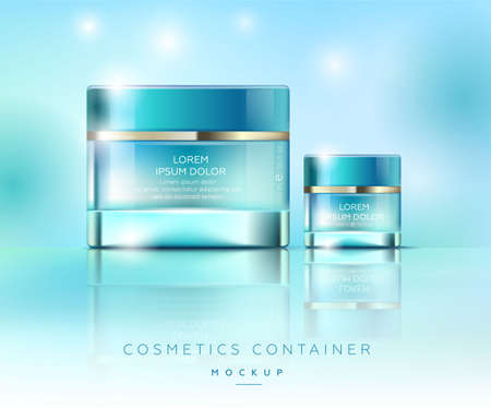 Elegancy jars for cream. Elegant cosmetics packaging mockup. Templates for cosmetics containers.のイラスト素材