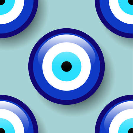 Amulet seamless pattern, blue eye pattern, from evil eye amuletのイラスト素材
