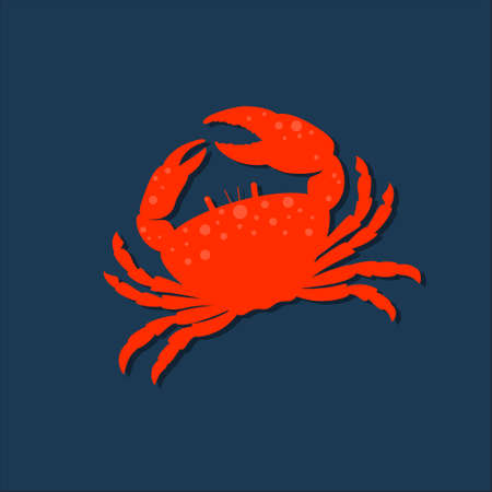 Red crab silhouette icon. Seafood logo.のイラスト素材