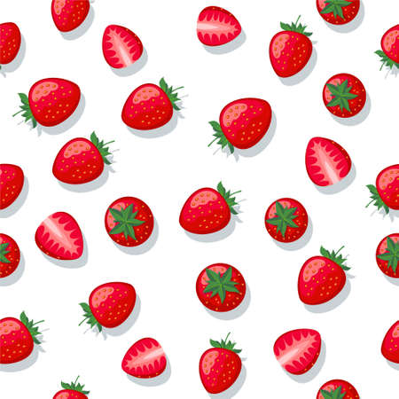 Seamless pattern with strawberry on white background.のイラスト素材