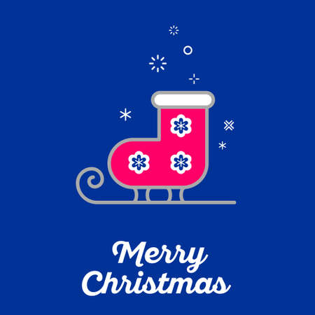 Merry Christmas skates icon. New Year Card. Decoration icon for Merry Christmas and Happy New Year. Greeting card.のイラスト素材