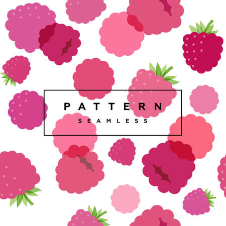 Raspberry seamless pattern. Transparent fruits and frame with text is on separate layer. Label and packaging simple design. fruit background.のイラスト素材