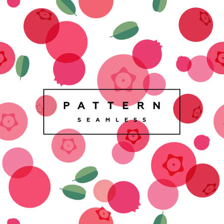 Lingonberry seamless pattern. Transparent fruits and frame with text is on separate layer. Label and packaging simple design. fruit background.のイラスト素材