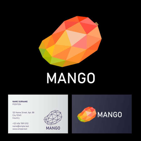 Mango emblemLow-poly mango fruit like crystal for label and packaging. business card.のイラスト素材