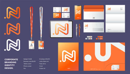 N monogram with dot. Identity, corporate style. Emblem and corporate style for business, bank,...