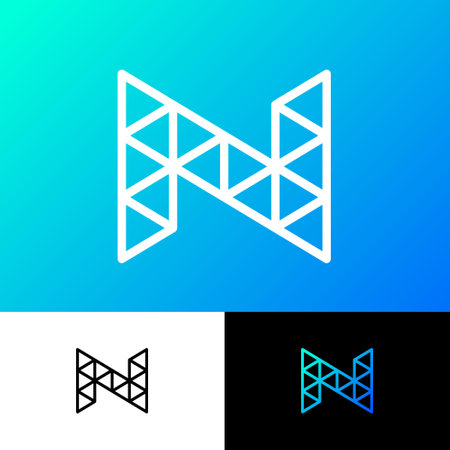 N emblem. N monogram like triangle construction. network emblem.のイラスト素材