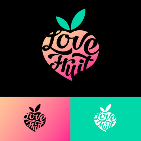 Love fruit emblem. fresh market emblem. Fresh fruit label or sticker.のイラスト素材